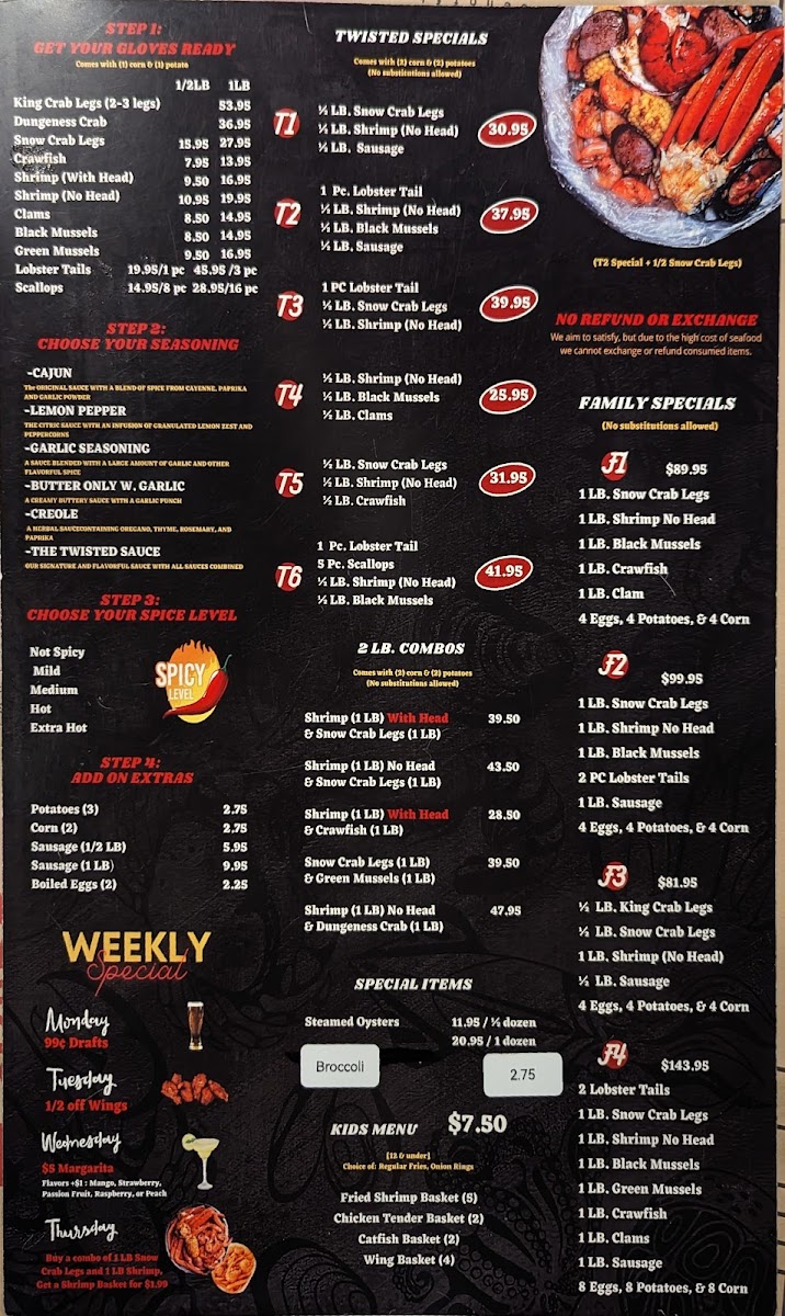 Menu The Twisted Crab - Richmond-1