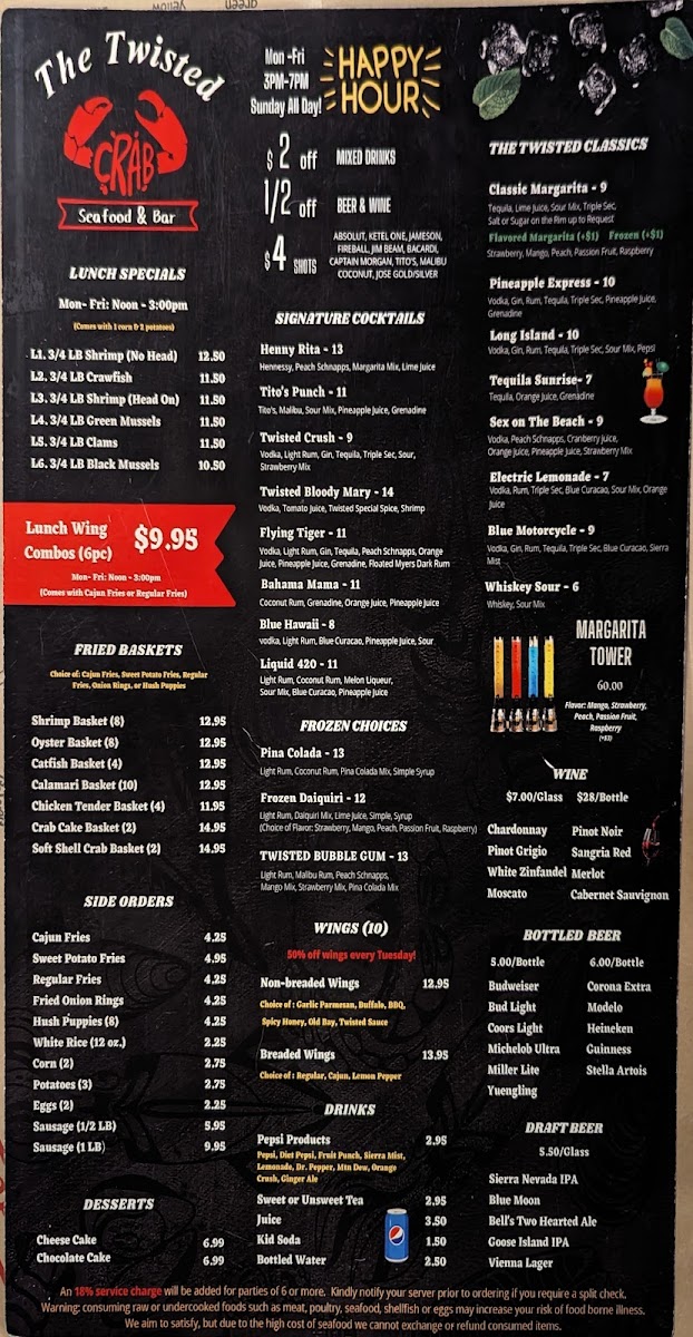 Menu The Twisted Crab - Richmond-2