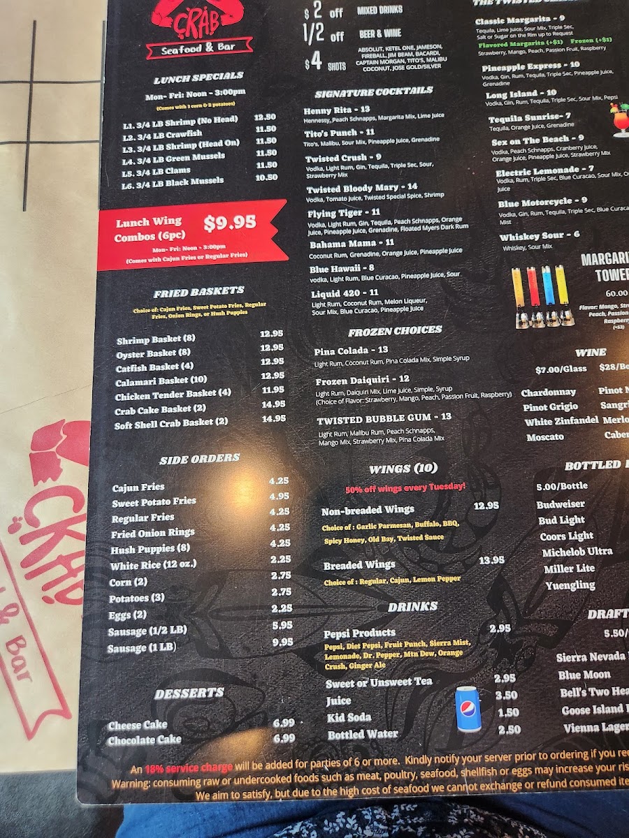 Menu The Twisted Crab - Richmond-4