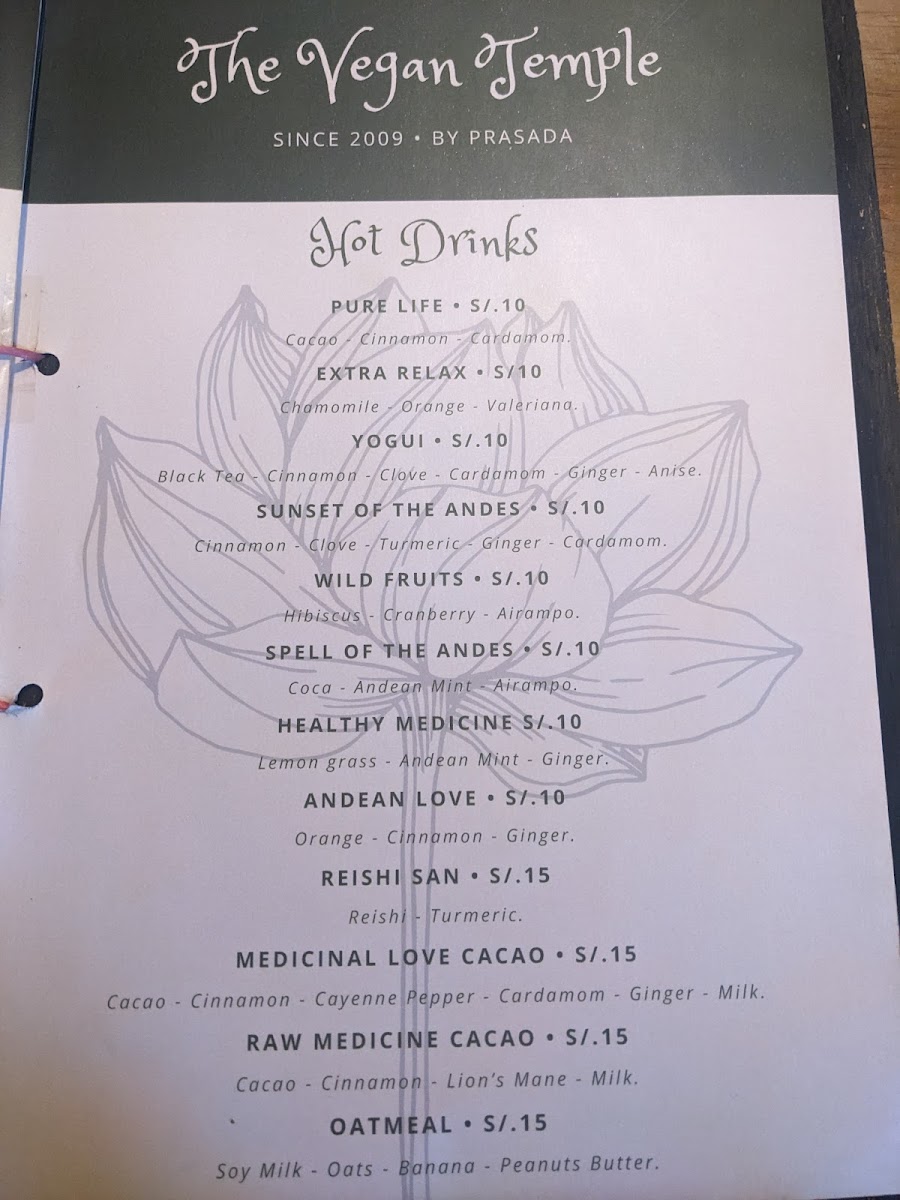 Menu The Vegan Temple By Prasada-1