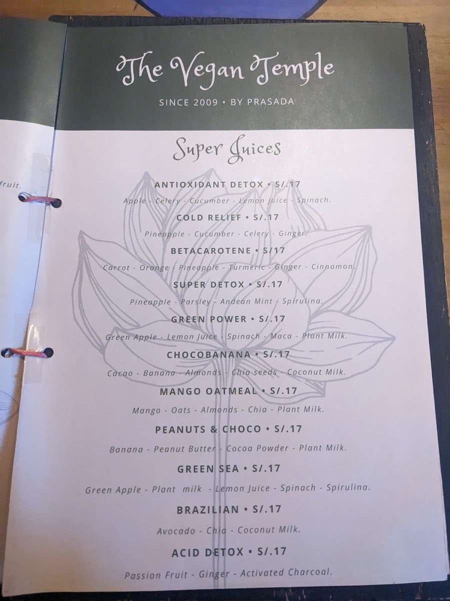 Menu The Vegan Temple By Prasada-10
