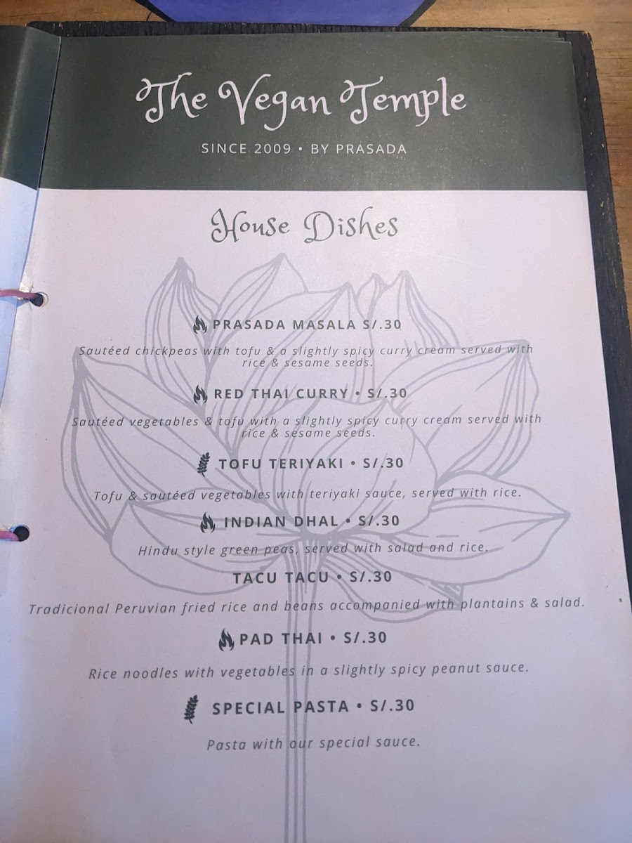Menu The Vegan Temple By Prasada-2