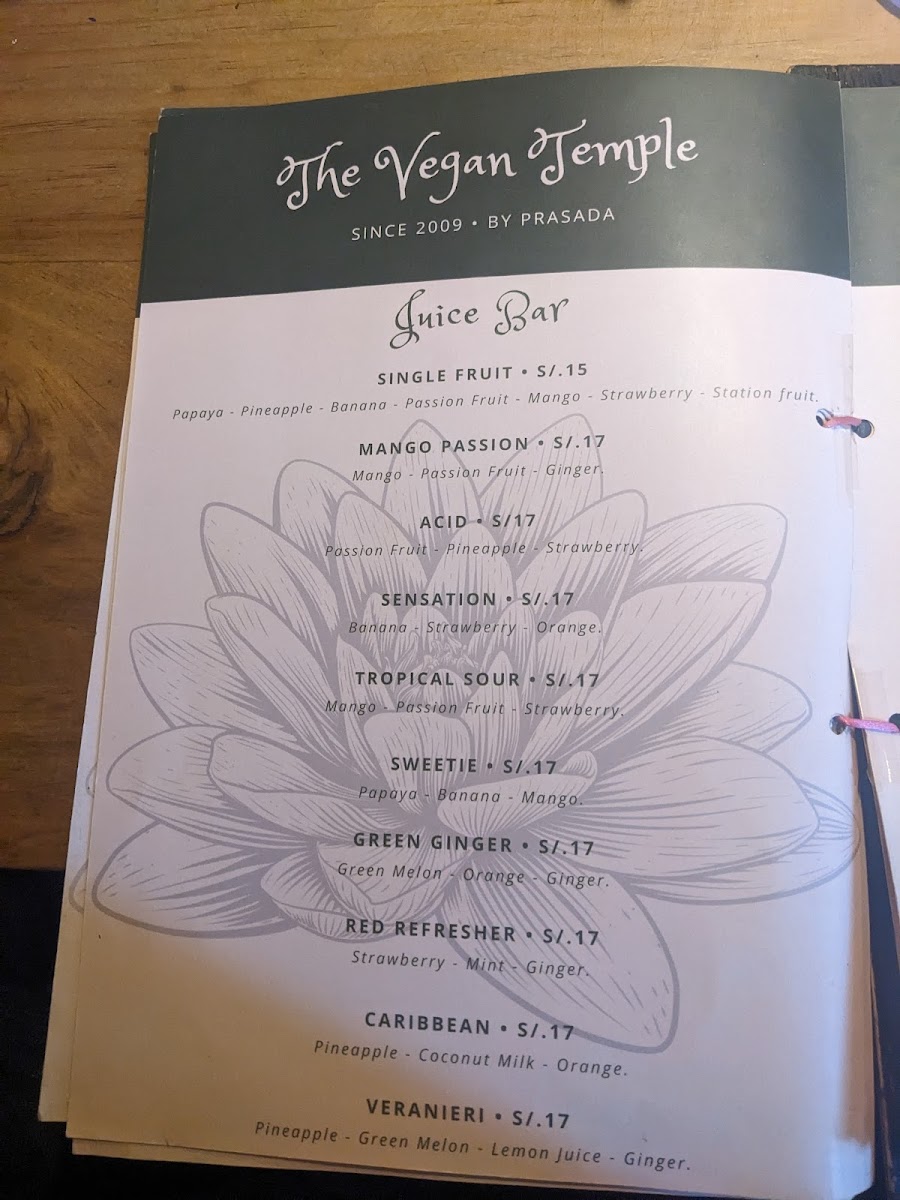 Menu The Vegan Temple By Prasada-3