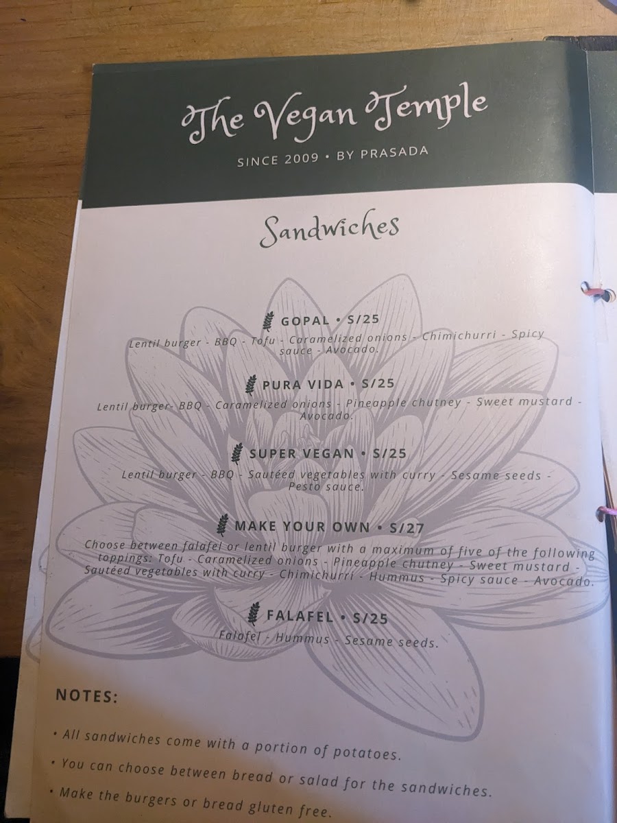 Menu The Vegan Temple By Prasada-5