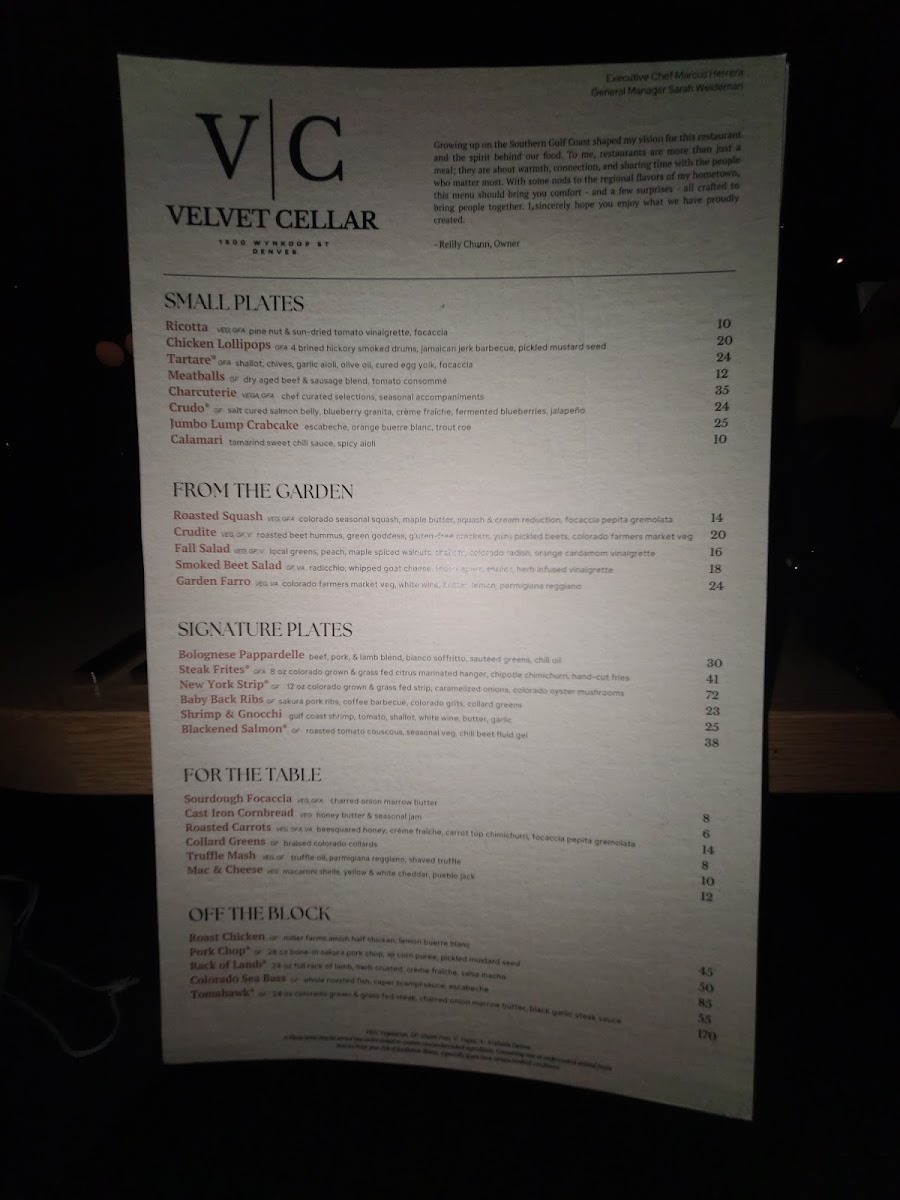 Menu The Velvet Cellar-7