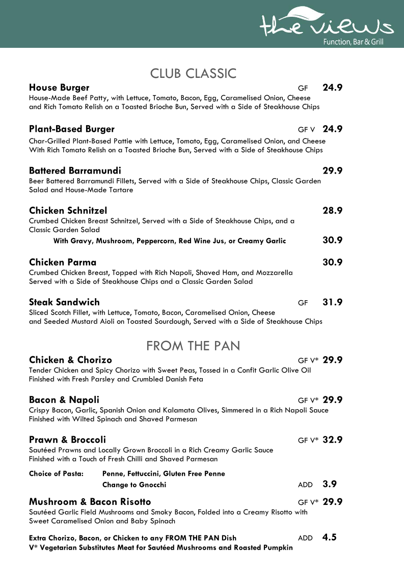 Menu The Views Function Bar And Grill-1