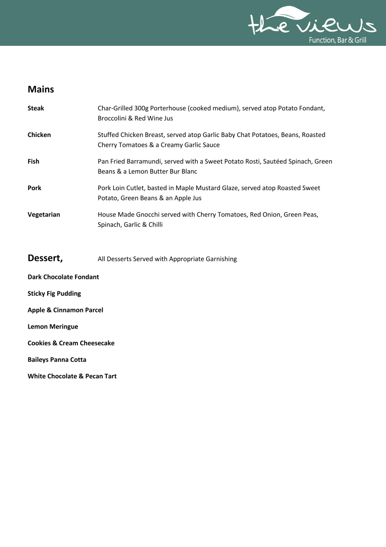 Menu The Views Function Bar And Grill-10