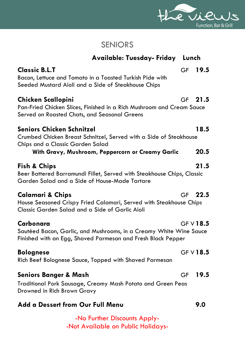 Menu The Views Function Bar And Grill-2