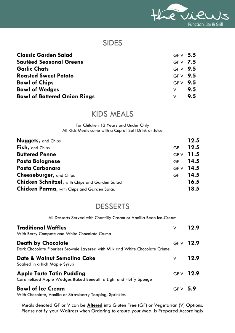 Menu The Views Function Bar And Grill-5