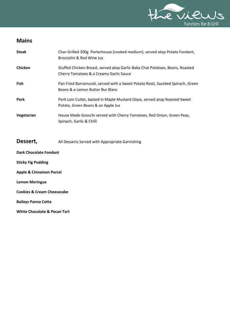 Menu The Views Function Bar And Grill-9