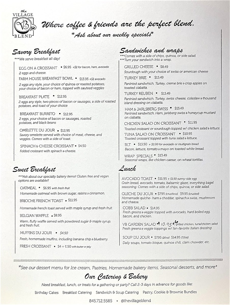 Menu The Village Blend-1