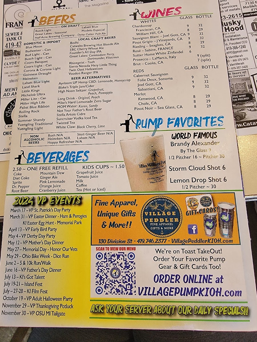 Menu The Village Pump-1