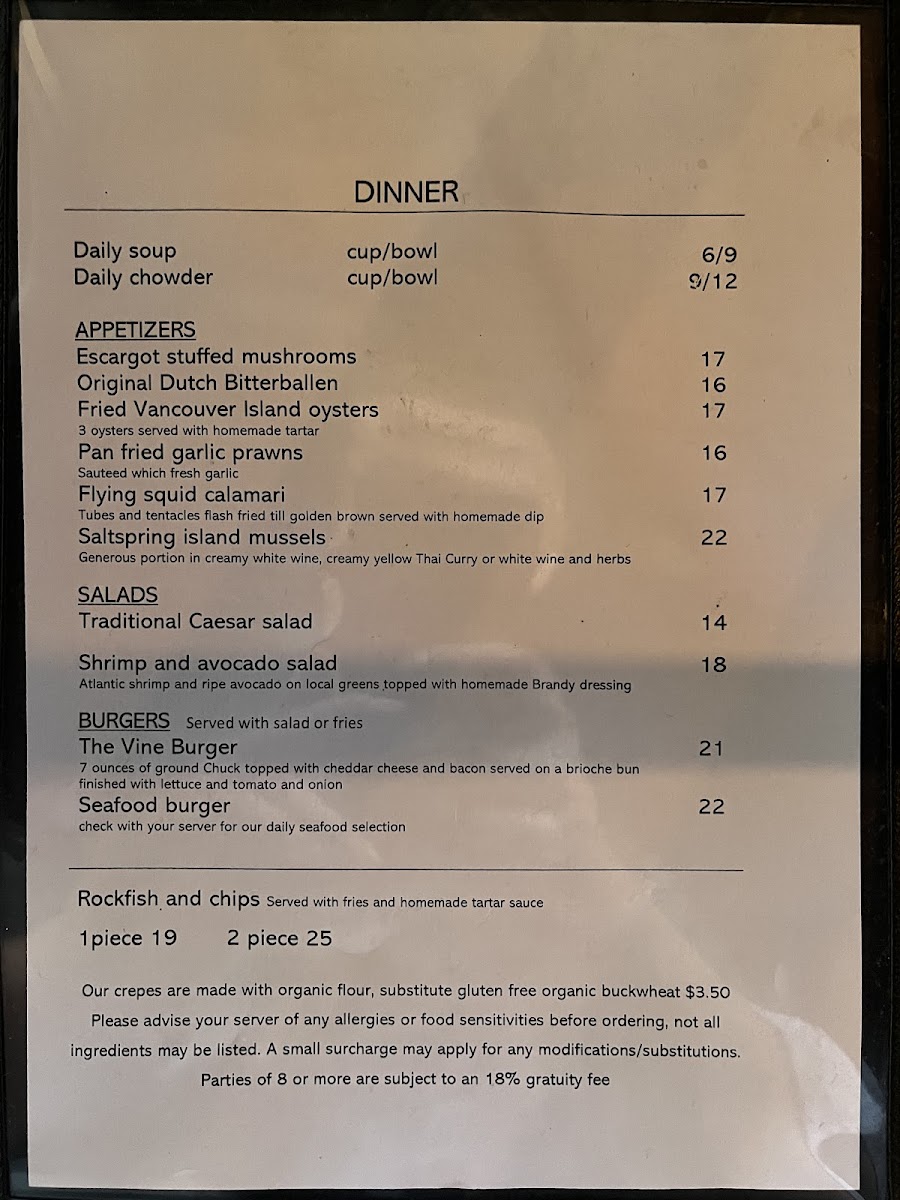 Menu The Vine-1