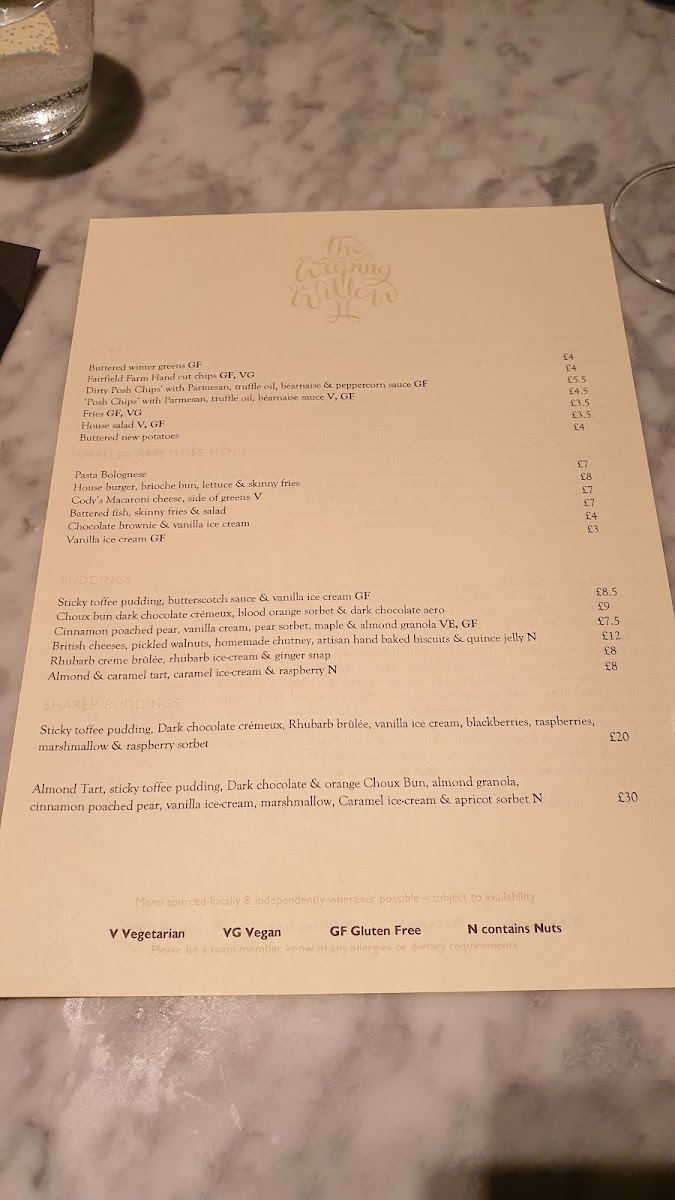 Menu The Weeping Willow-5