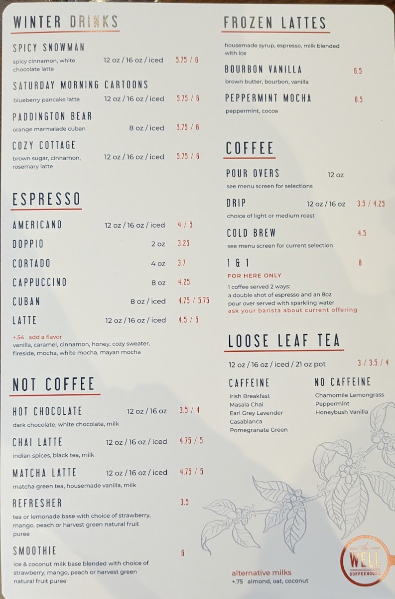 Menu The Well Coffeehouse Koinonia-3