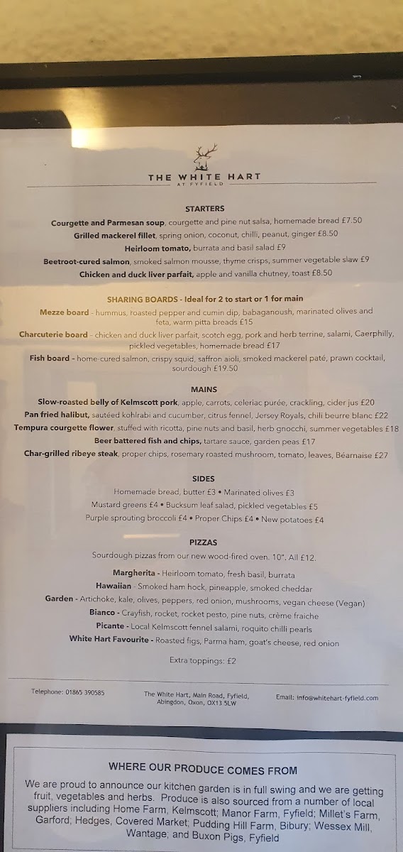 Menu The White Hart At Fyfield-10