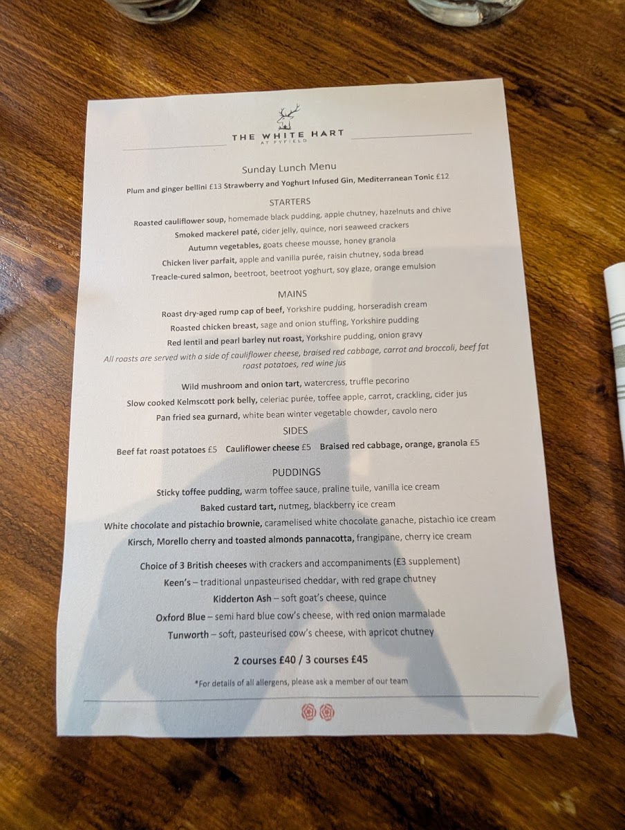 Menu The White Hart At Fyfield-3