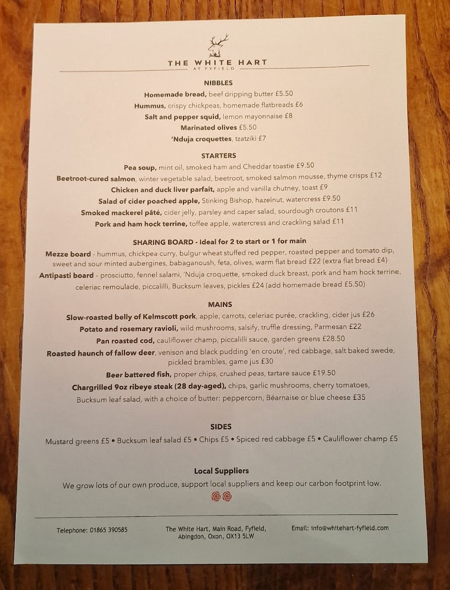 Menu The White Hart At Fyfield-6