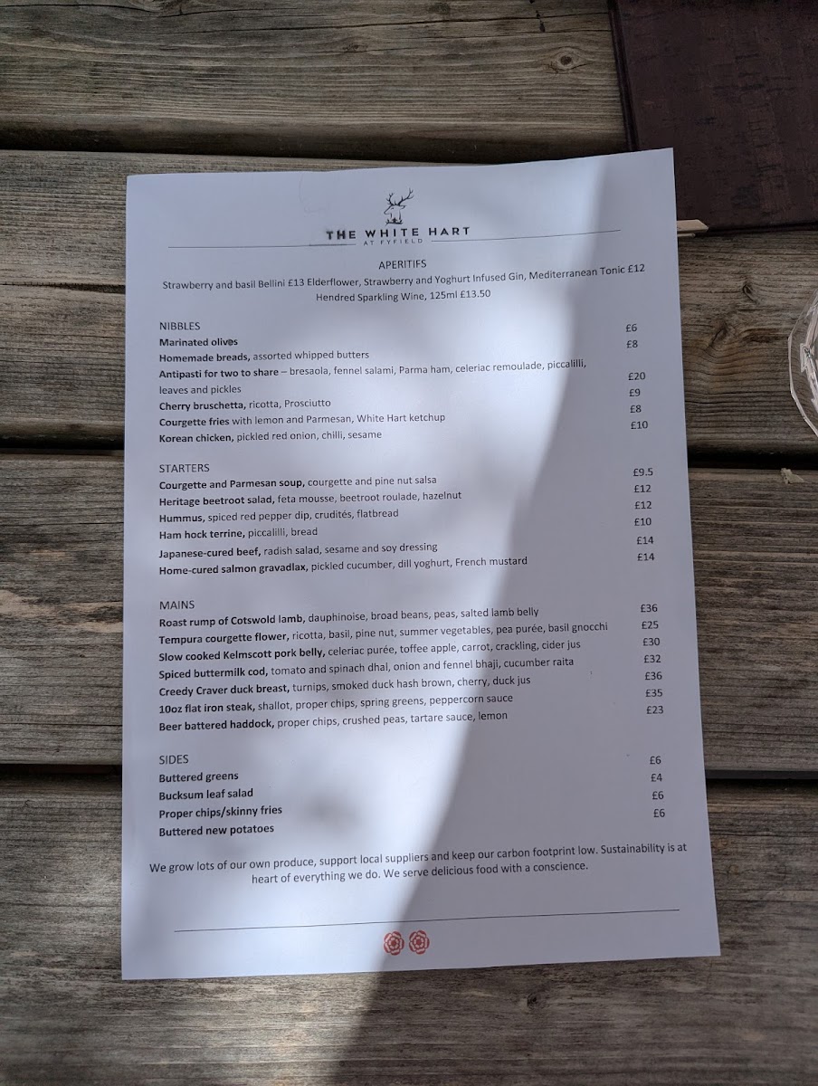 Menu The White Hart At Fyfield-7