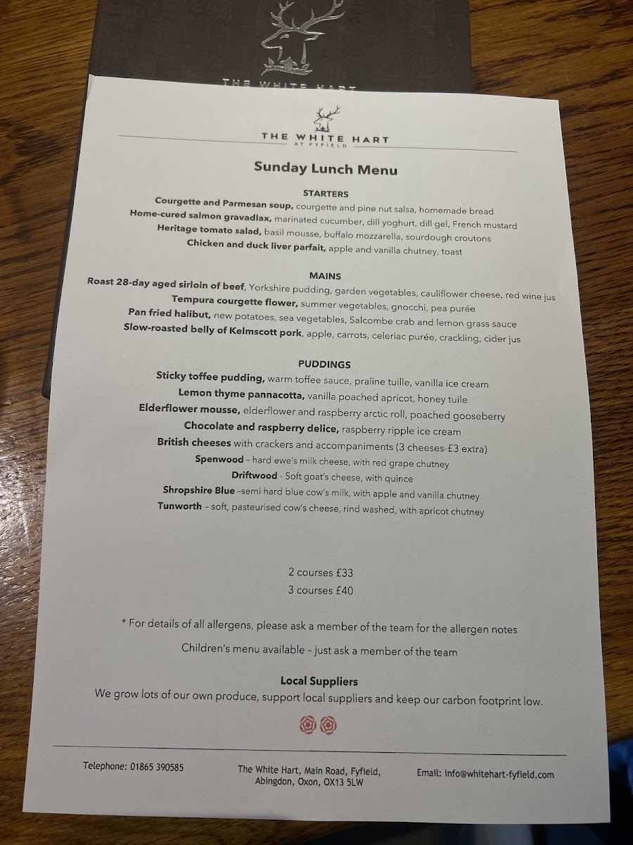 Menu The White Hart At Fyfield-9