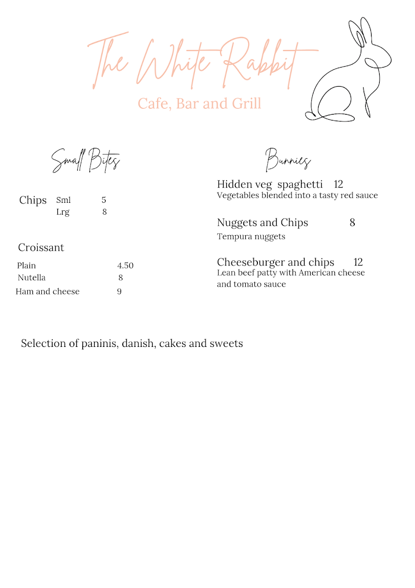 Menu The White Rabbit Cafe, Bar And Grill-2