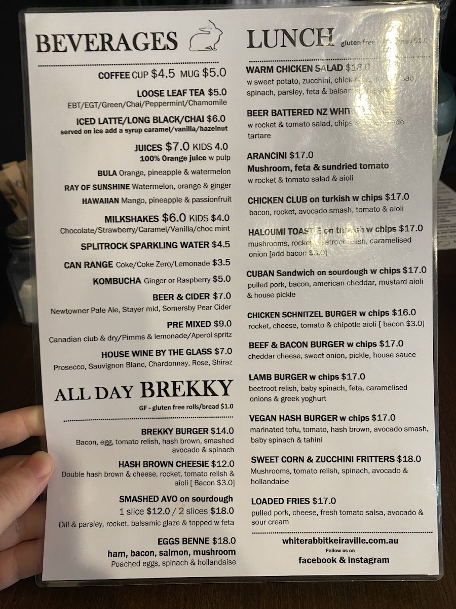 Menu The White Rabbit Cafe, Bar And Grill-4