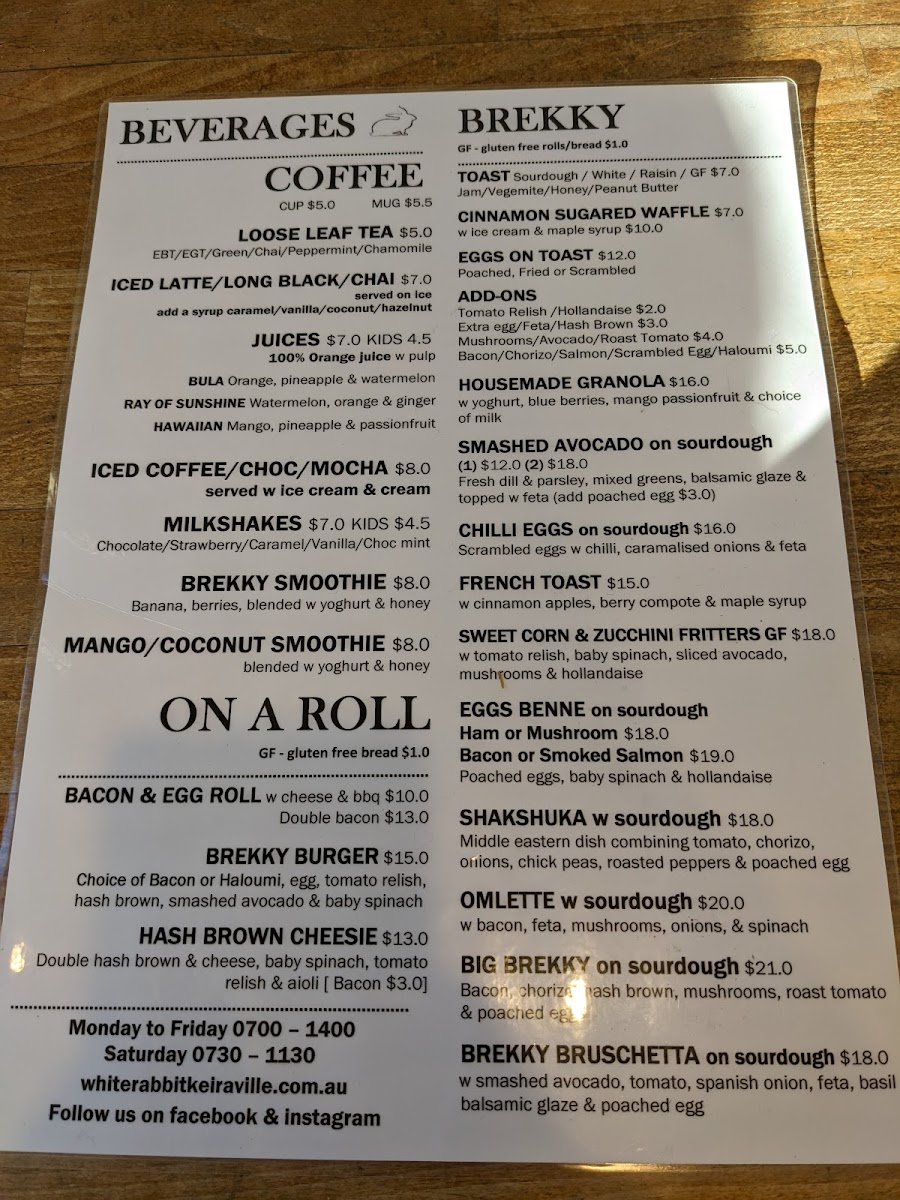 Menu The White Rabbit Cafe, Bar And Grill-5