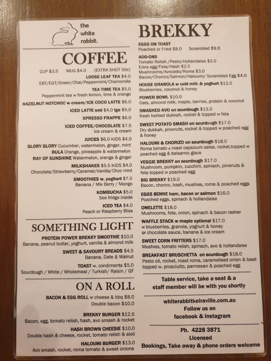 Menu The White Rabbit Cafe, Bar And Grill-6
