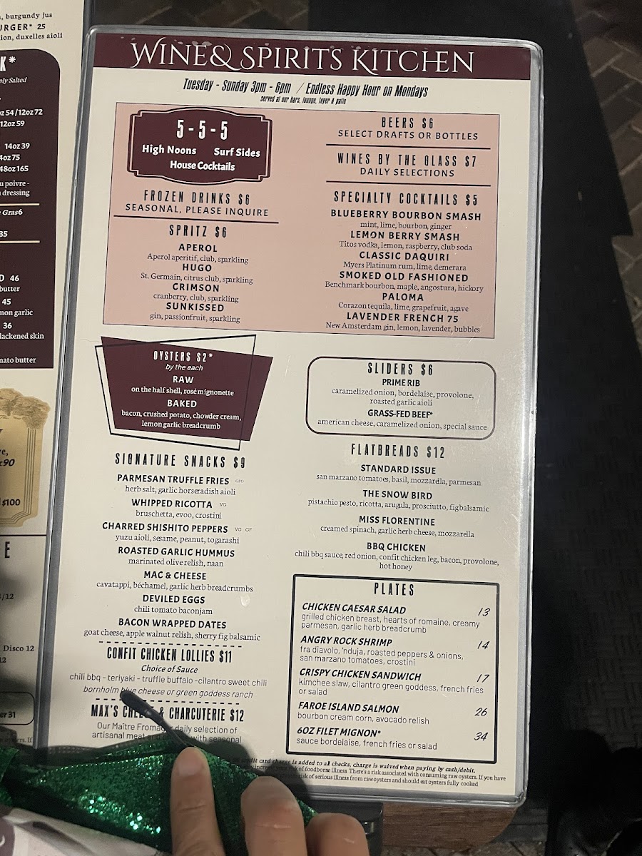 Menu The Wine And Spirits Kitchen-2
