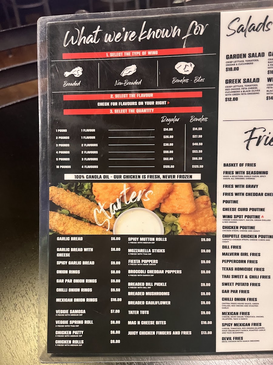 Menu The Wing Spot - Guelph-1