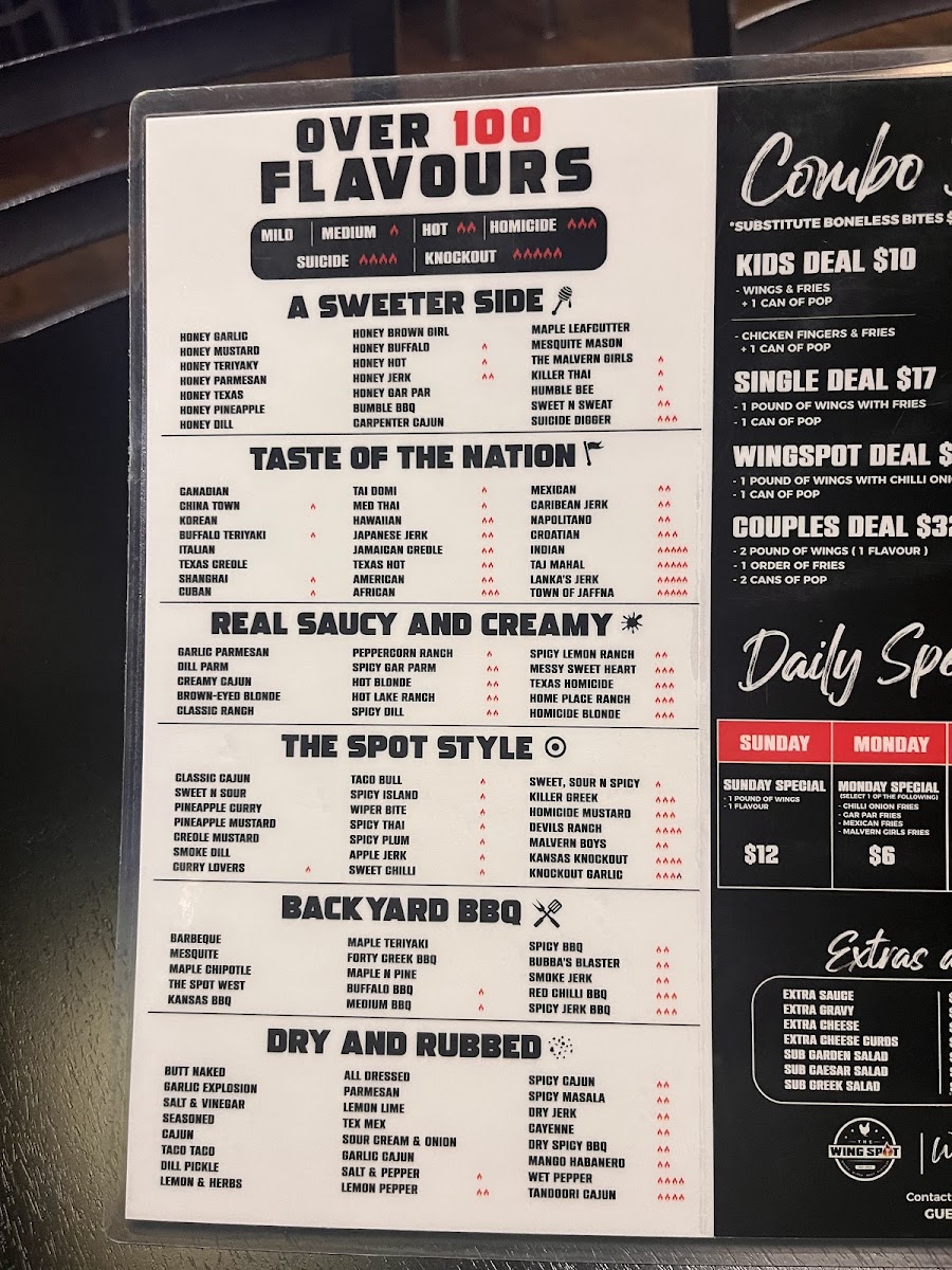 Menu The Wing Spot - Guelph-2