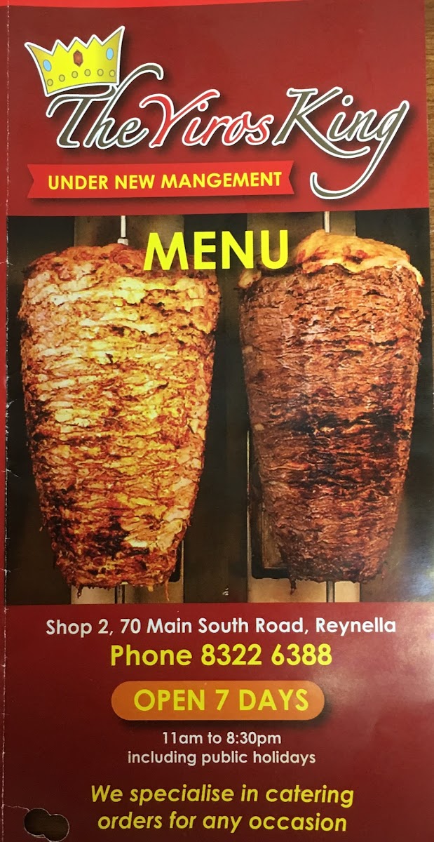 Menu The Yiros King-9