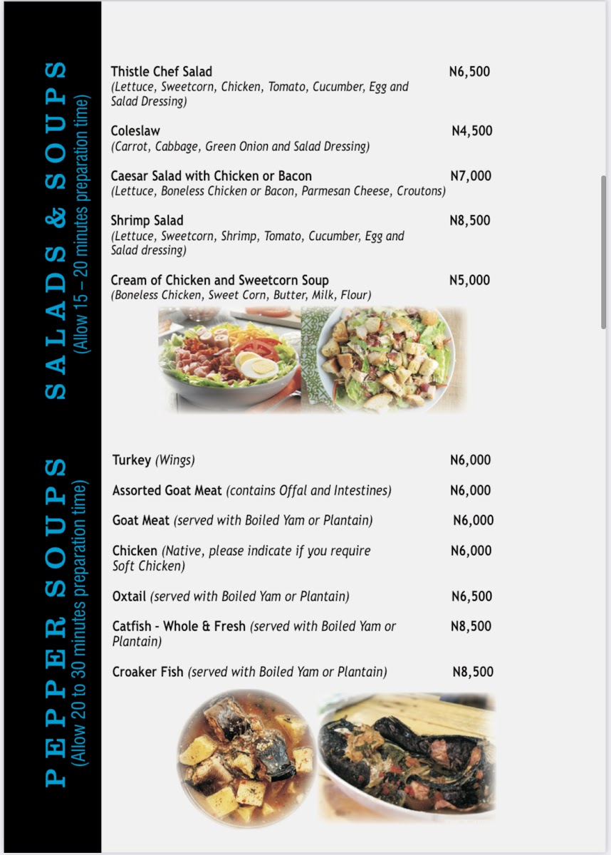 Menu Thistle - Lounge, Restaurant, Bar And Grills-4
