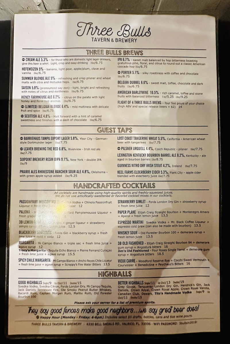Menu Three Bulls Tavern & Brewery-3