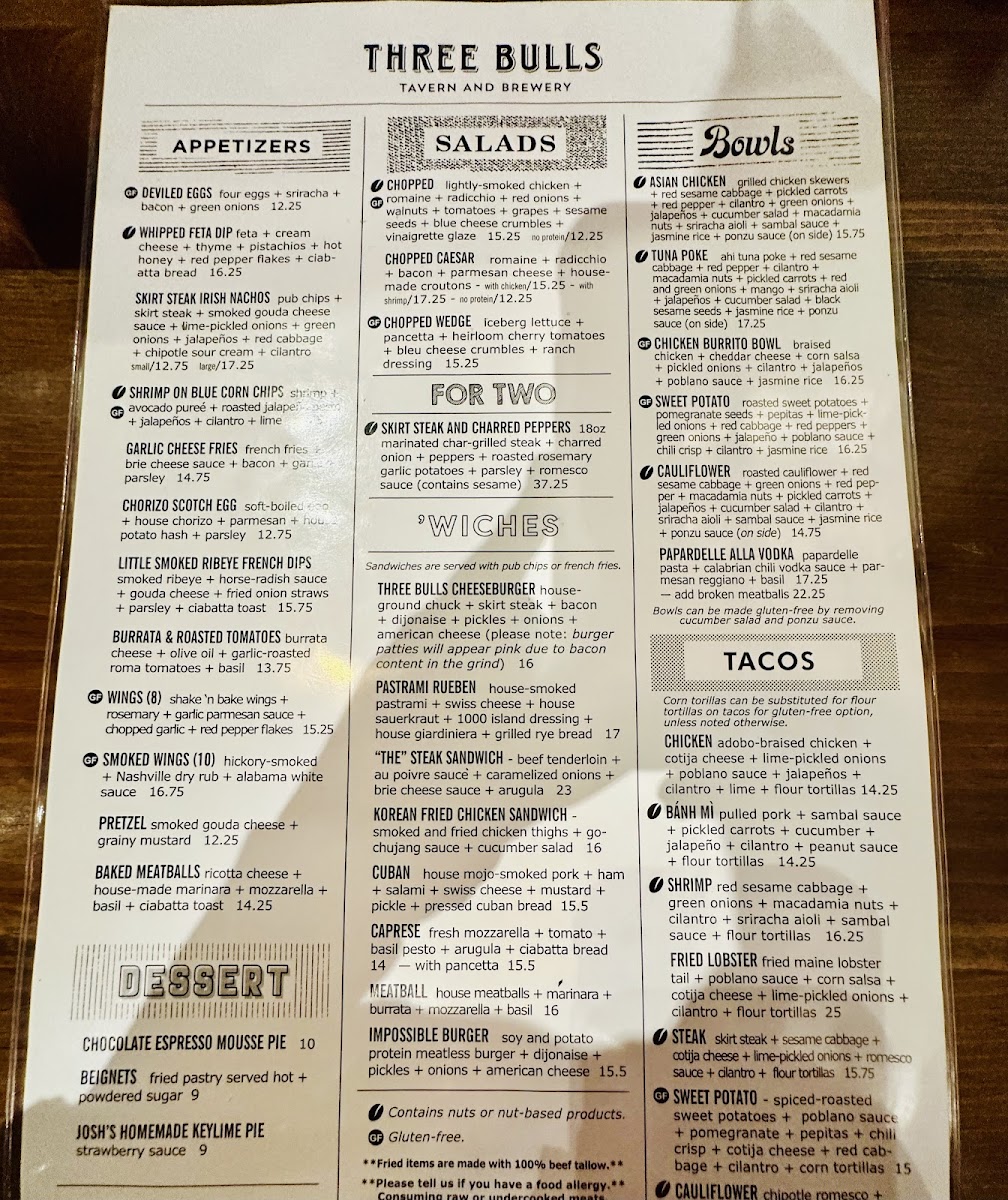 Menu Three Bulls Tavern & Brewery-4