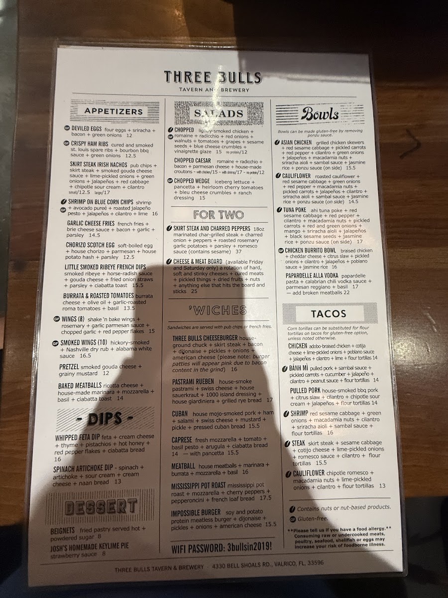 Menu Three Bulls Tavern & Brewery-6