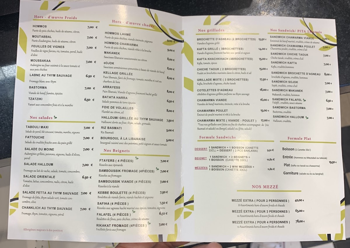 Menu Thym Sauvage Lebanese Food-1