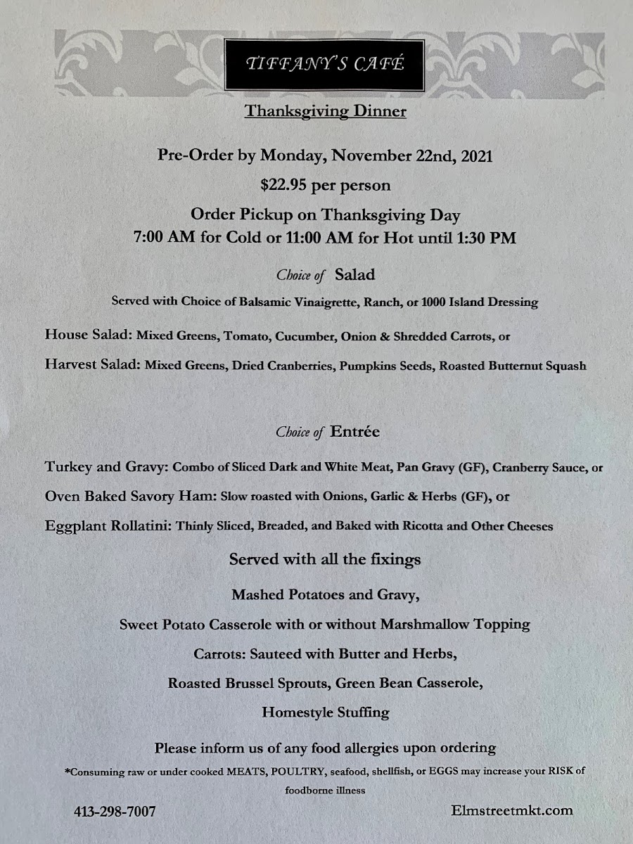 Menu Tiffany's Cafe & Market-1