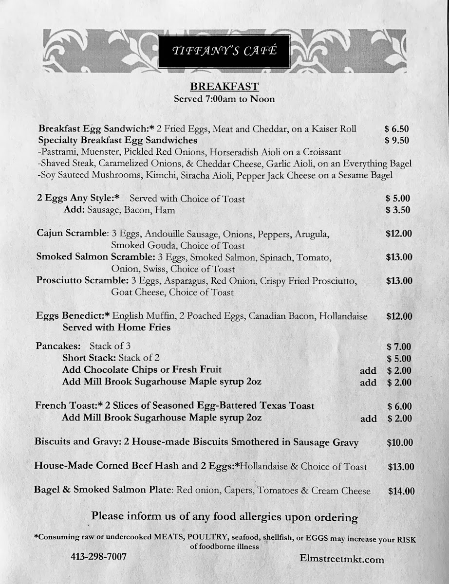 Menu Tiffany's Cafe & Market-2