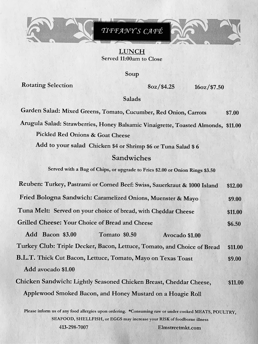 Menu Tiffany's Cafe & Market-4