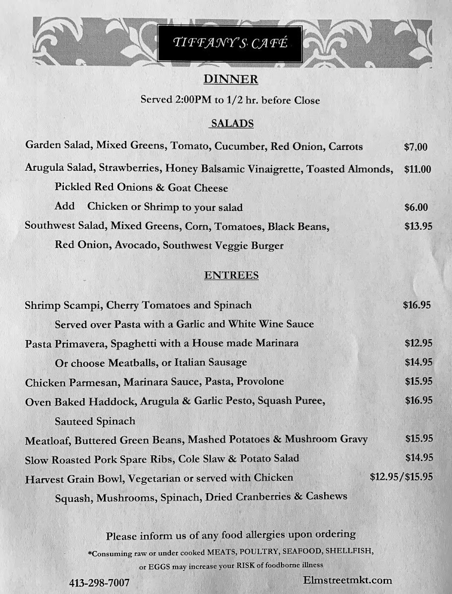 Menu Tiffany's Cafe & Market-5