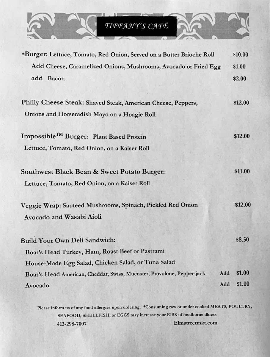 Menu Tiffany's Cafe & Market-6