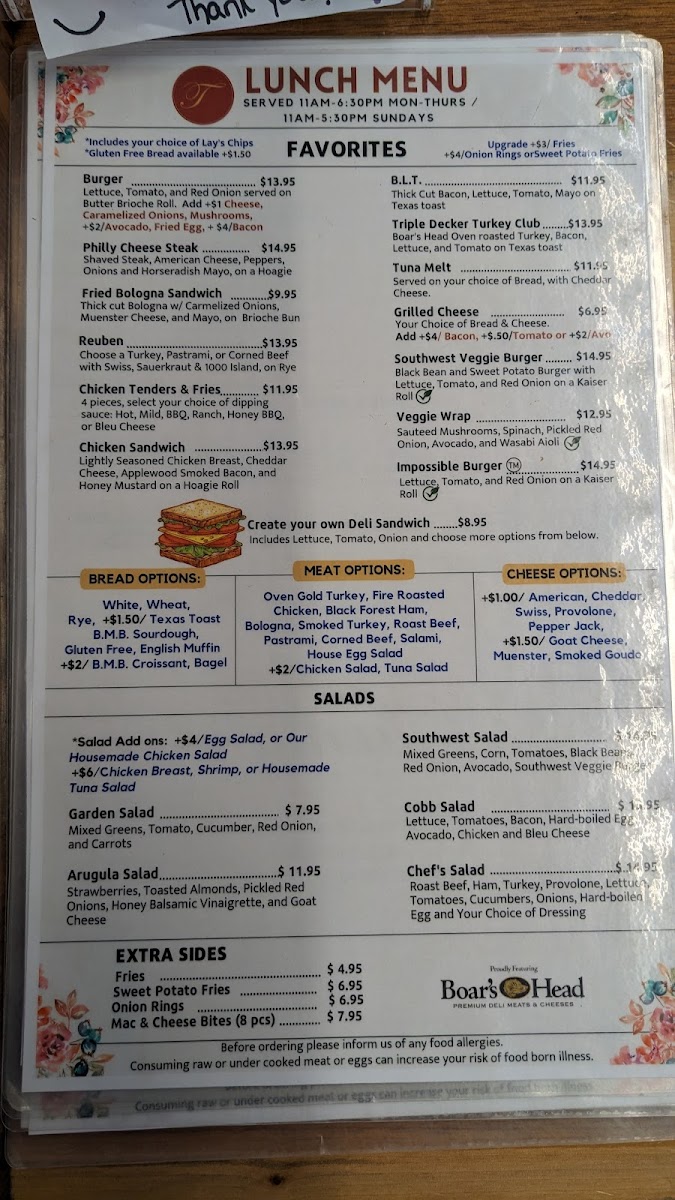 Menu Tiffany's Cafe & Market-7