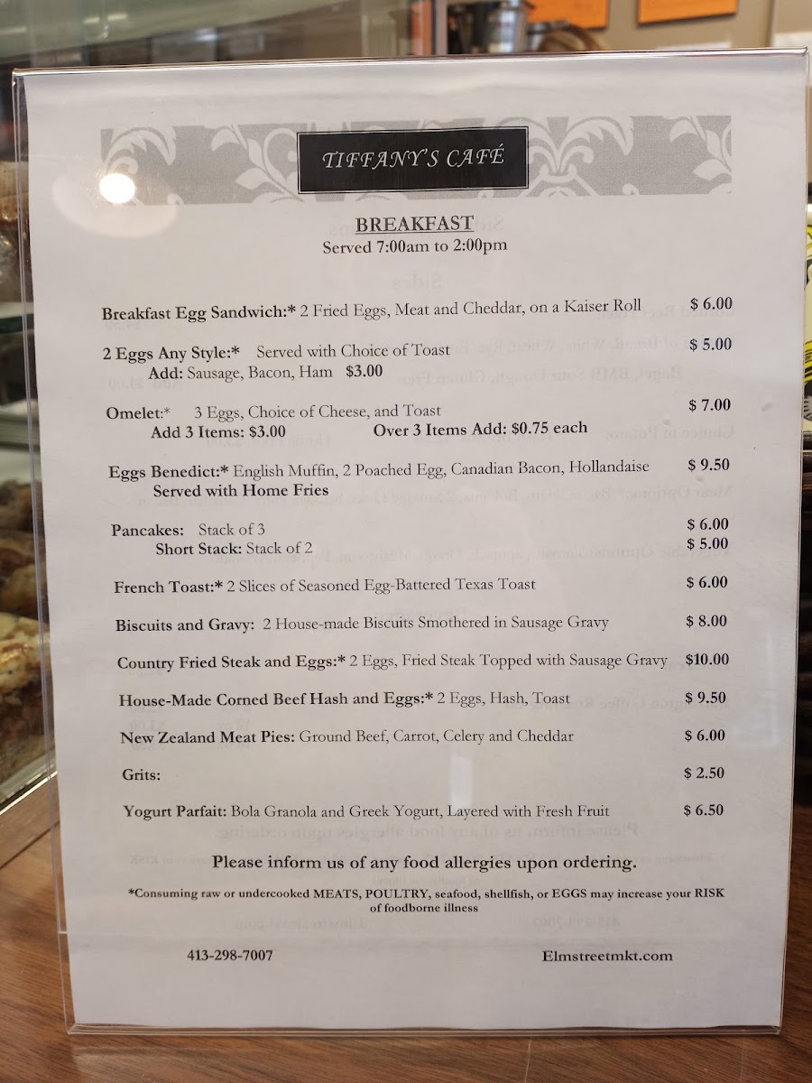Menu Tiffany's Cafe & Market-8