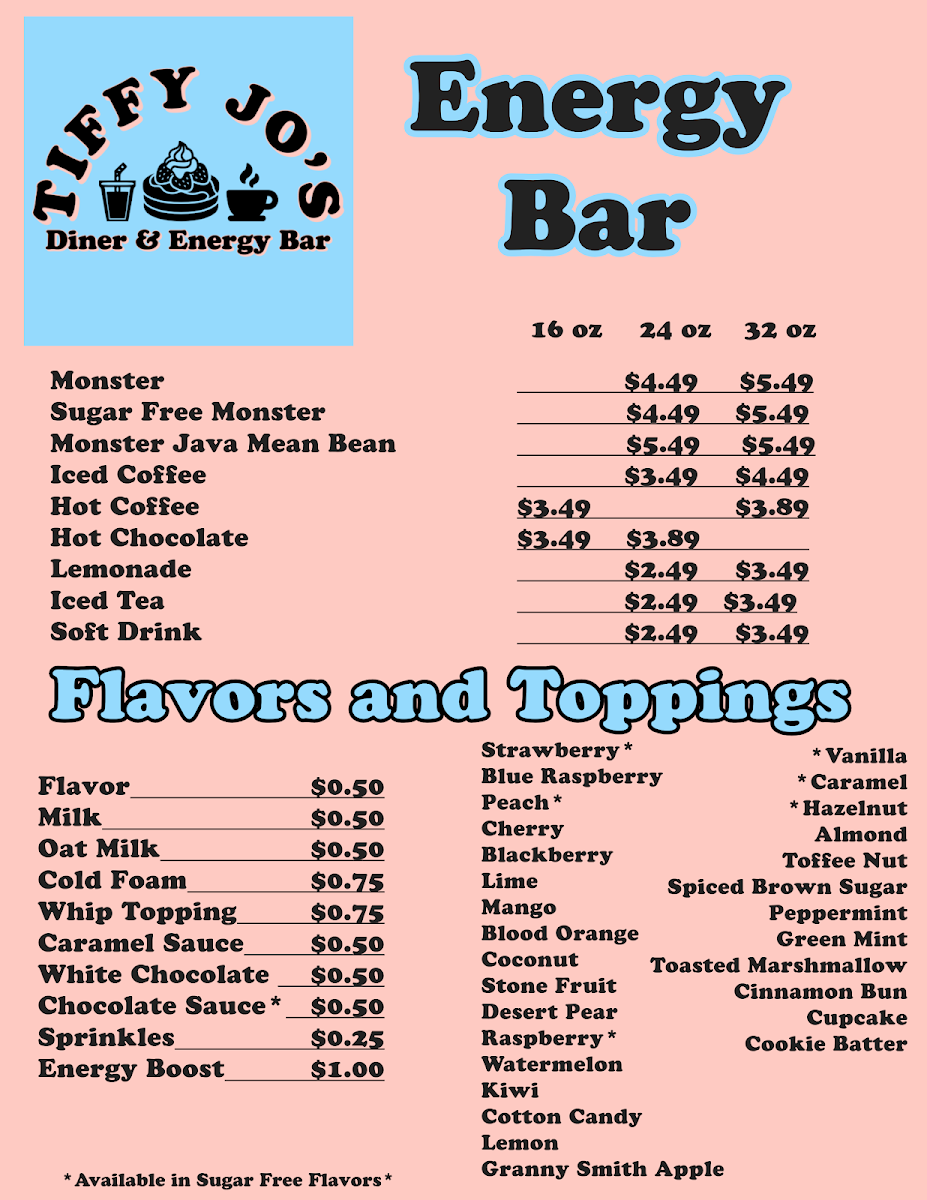 Menu Tiffy Jo’S Diner & Energy Bar-1
