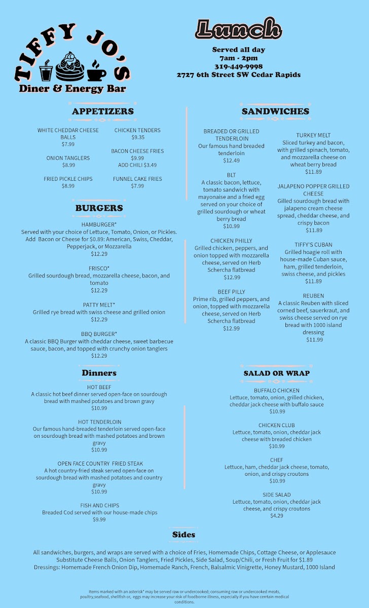 Menu Tiffy Jo’S Diner & Energy Bar-3
