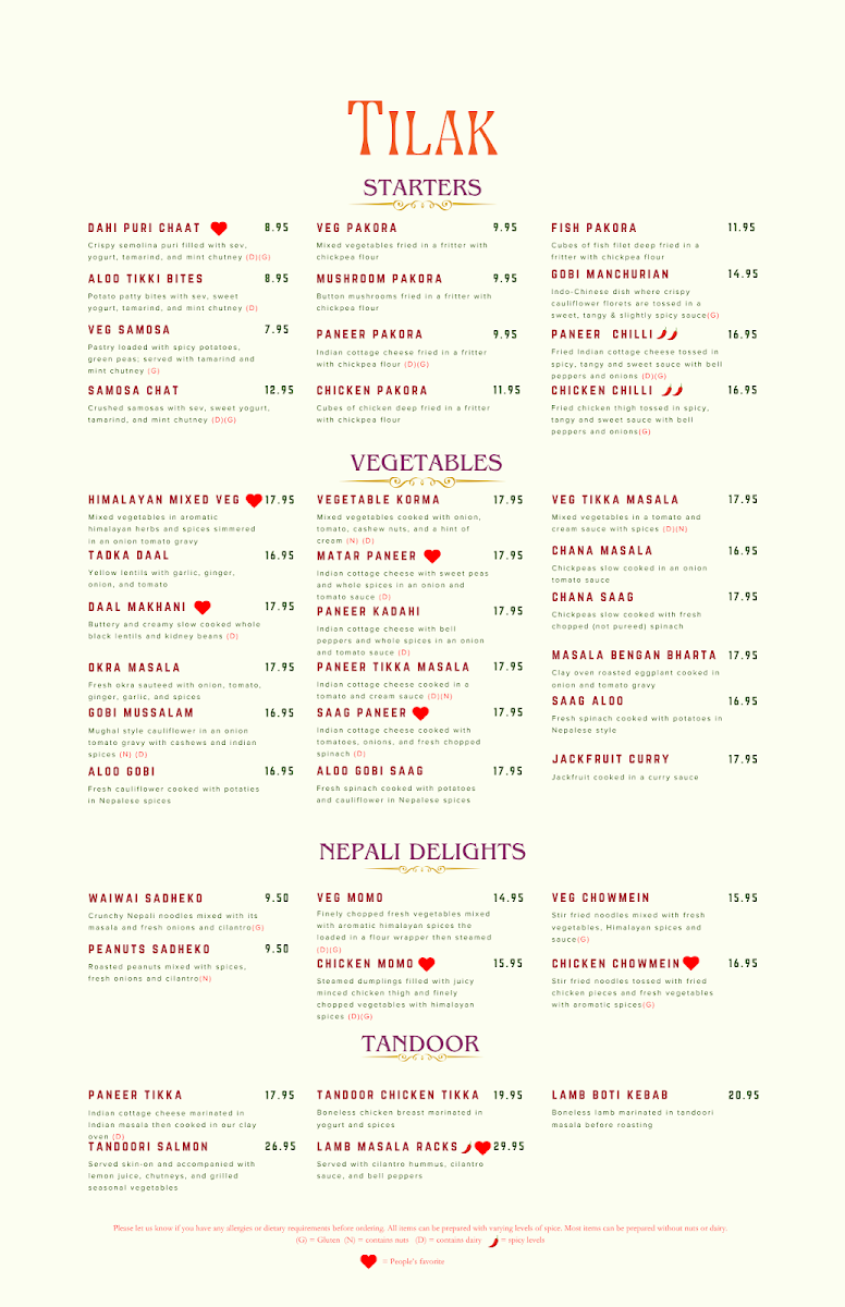 Menu Tilak Indian Cuisine-1