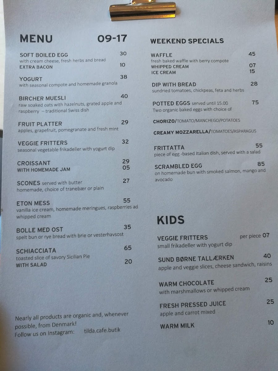 Menu Tilda Og Karl, Café Og Spisested-2