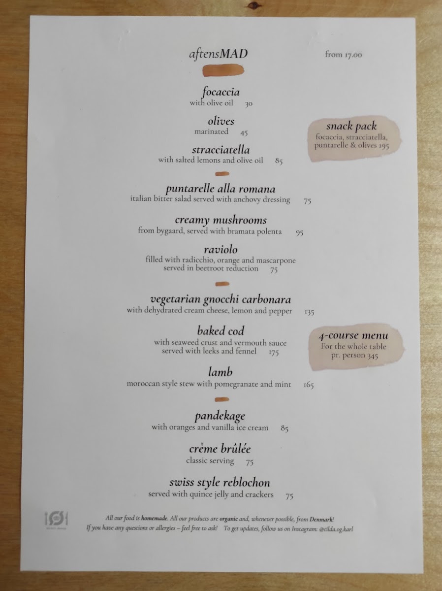 Menu Tilda Og Karl, Café Og Spisested-4