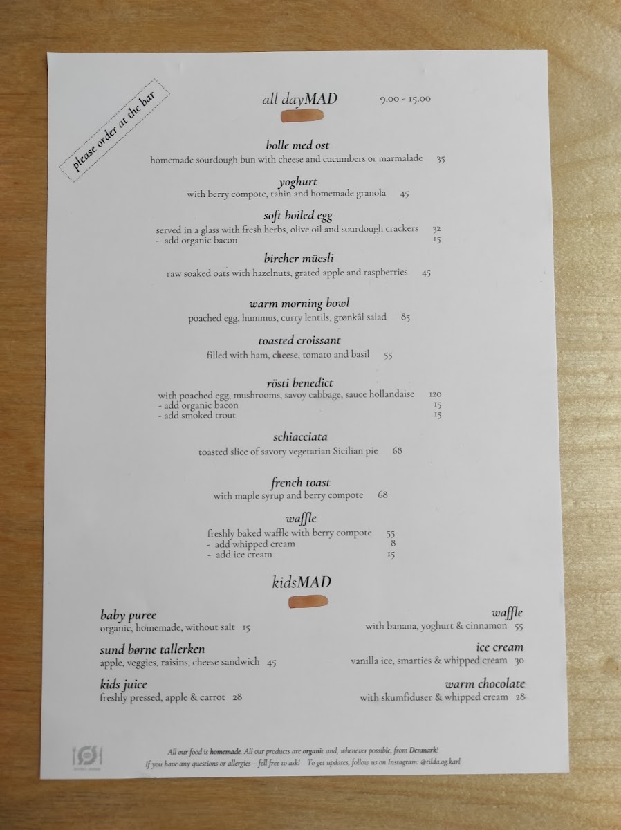 Menu Tilda Og Karl, Café Og Spisested-5